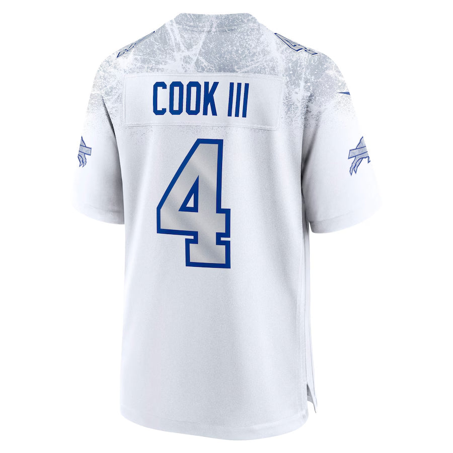 B.Bills #4 James Cook III Player White Rivalries Collection Game Football Jerseys