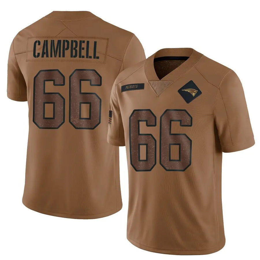 NE.Patriots #66 Will Campbell Player Salute To Service Limited Brown Football Jerseys